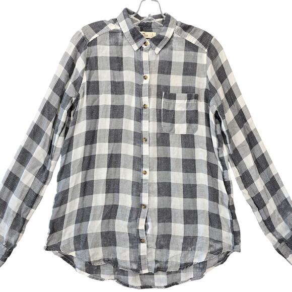 Hollister Gray Plaid Shirt Classic Long Sleeves Button Up Lightweight Women's S - Picture 1 of 9